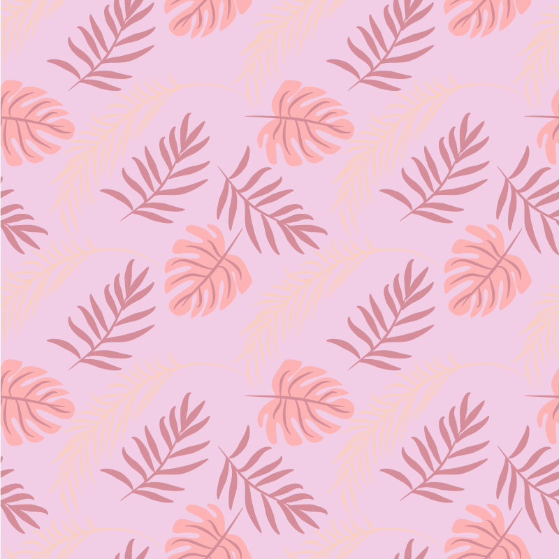 Floral vinyl rug with pink tropical leaf pattern - TenStickers