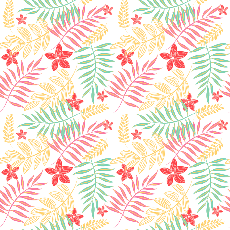 Floral vinyl rug with neon leaves design - TenStickers