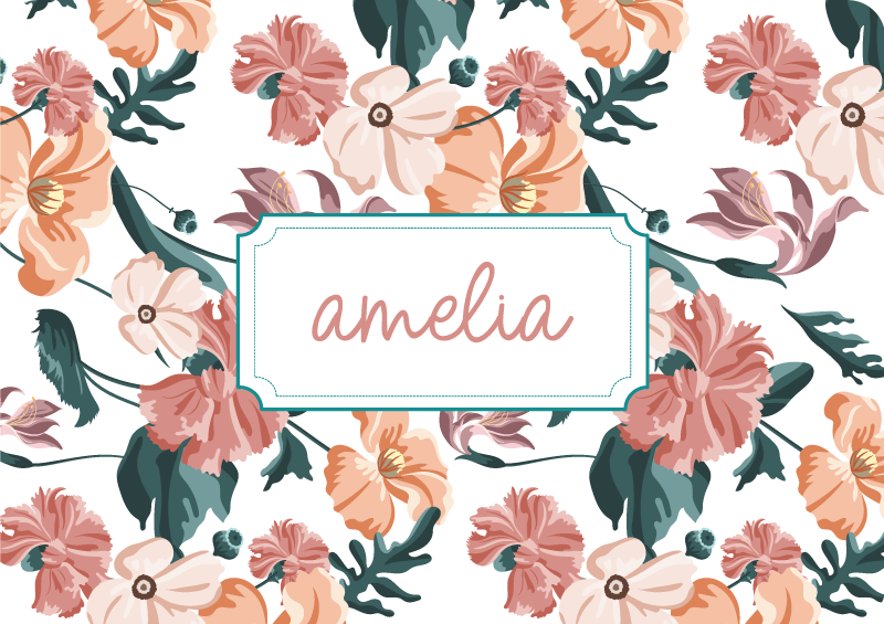 Flower rug with beautiful pastel floral pattern - TenStickers