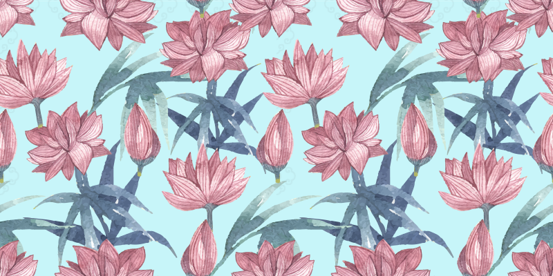 Flower rug with blue watercolor flowers - TenStickers