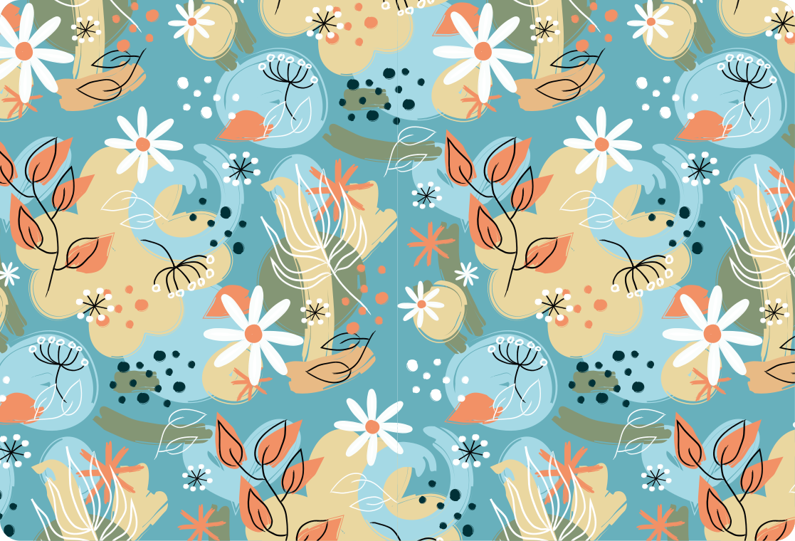 Flower rug with abstract flat floral design - TenStickers