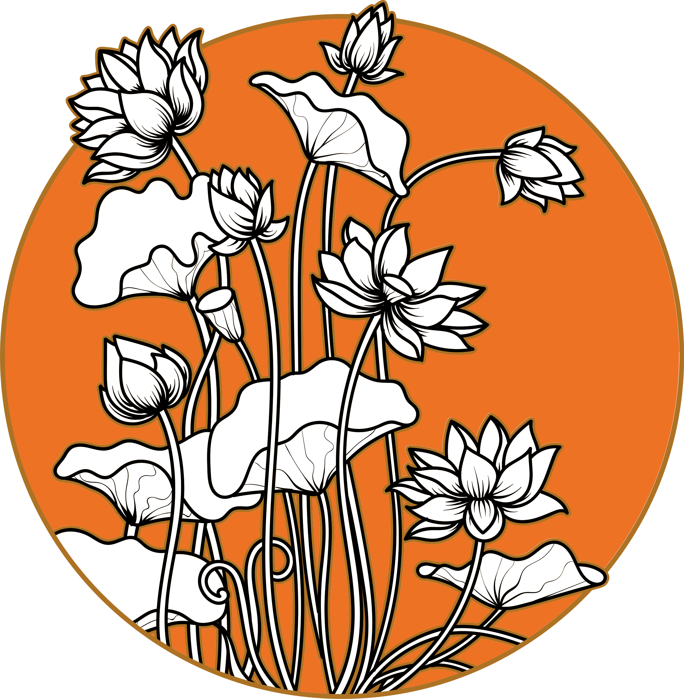 Flower rug with japanese style lotus illustration - TenStickers