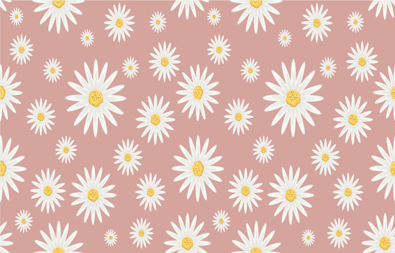 Floral vinyl rug with cute pink daisy pattern - TenStickers