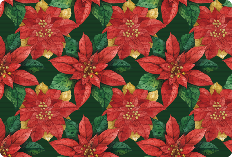 Floral vinyl rug with beautiful red and green pattern - TenStickers