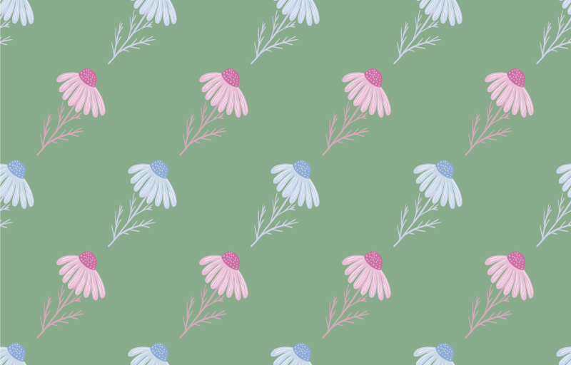 Floral vinyl rug with chamomile daisy design - TenStickers