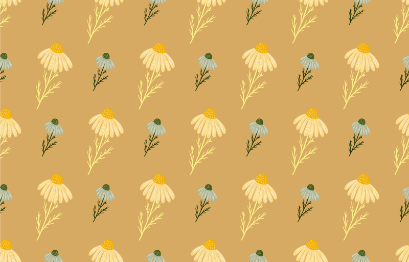 Floral vinyl rug with natural chamomile pattern - TenStickers