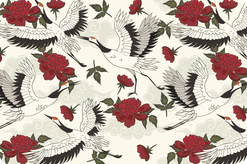 Floral vinyl rug in soothing earth tone bird design - TenStickers