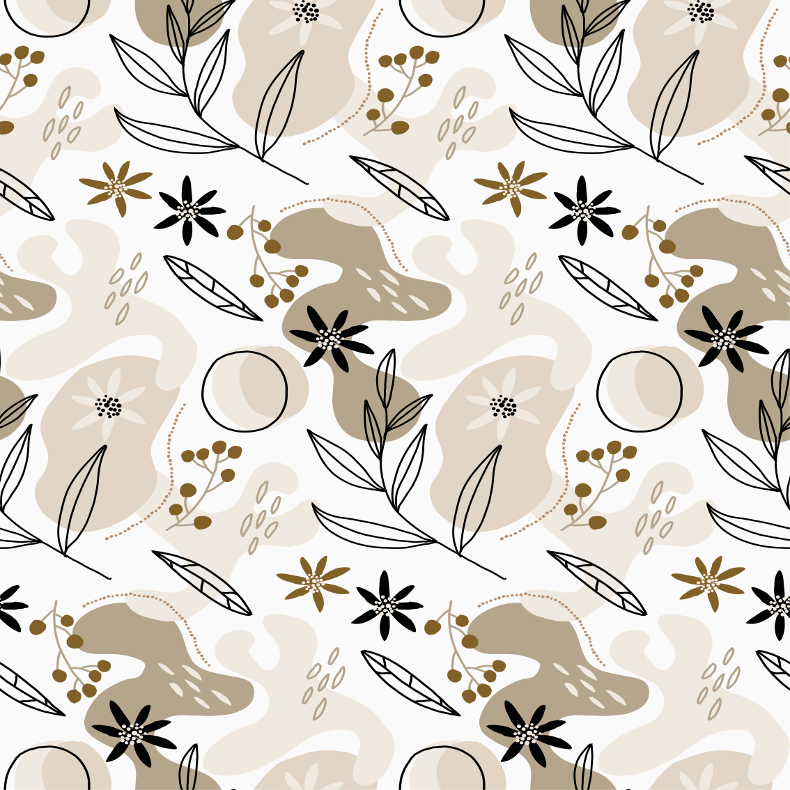 Floral vinyl rug with stylish pink and beige leaves pattern - TenStickers