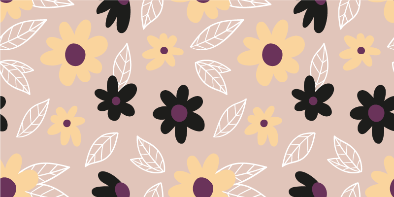 Colorful modern flowers on beige floral vinyl rug - TenStickers