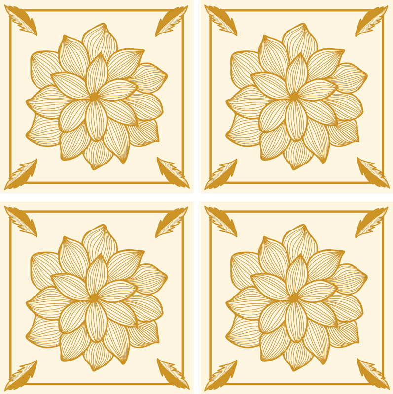 Kitchen vinyl rug floral bandana paisley tile - TenStickers
