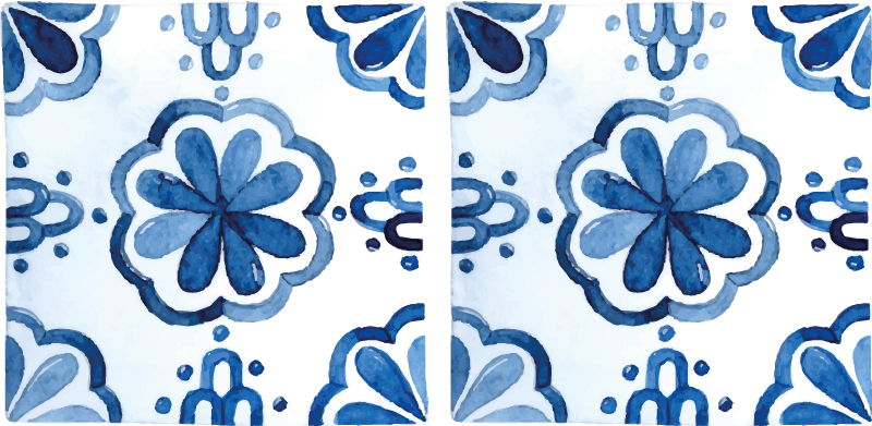 Dining room vinyl rug with floral tile designs - TenStickers