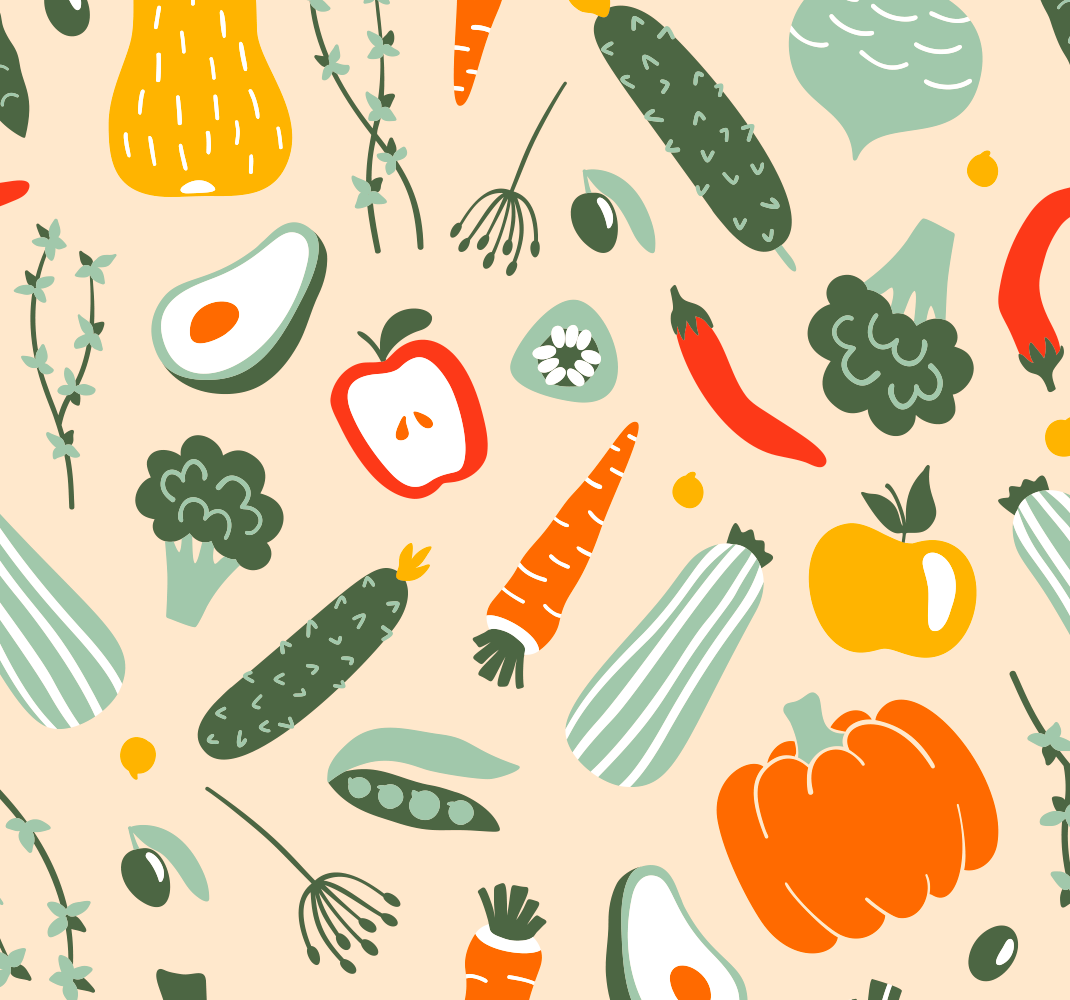 Kitchen vinyl rug with beige food pattern - TenStickers