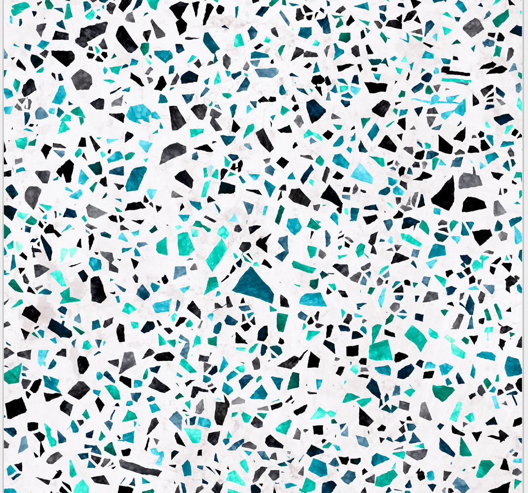Kitchen vinyl rug in blue marble tiles design - TenStickers