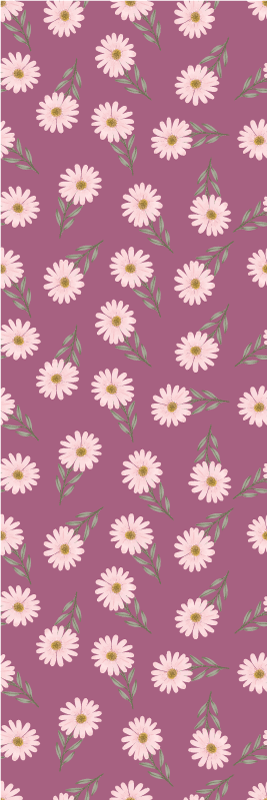 Kitchen vinyl rug with little pink daisies pattern - TenStickers