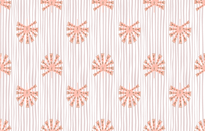 Floral vinyl rug with geometric pastel pink flowers - TenStickers