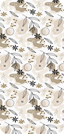 Floral vinyl rug with stylish pink and beige leaves - TenStickers