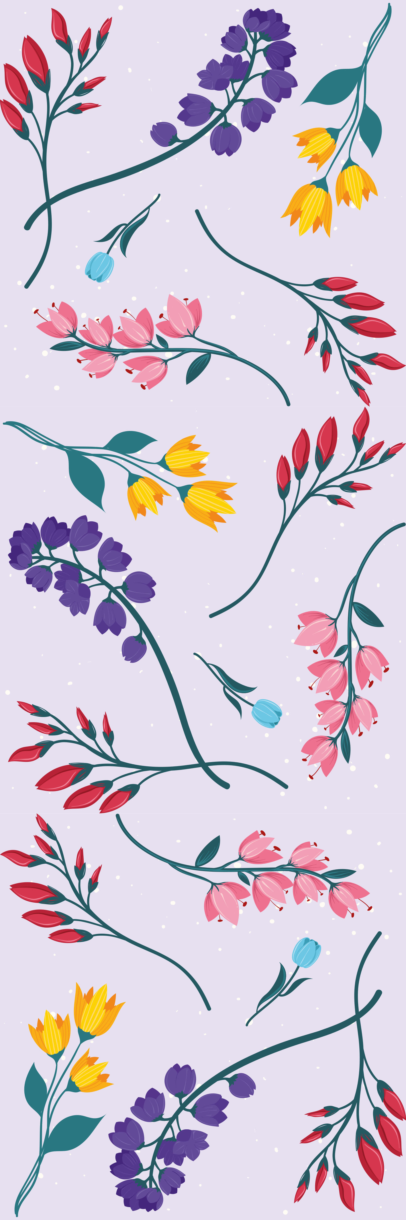 Floral vinyl rug with minimalist garden flowers - TenStickers