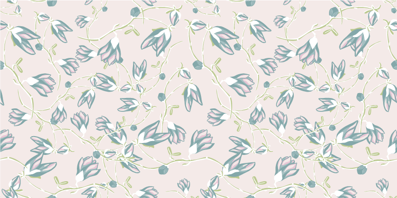 Floral vinyl rug with leaves and flowers pattern - TenStickers