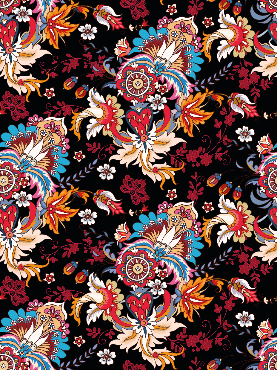 Colorful modern ethnic folk art floral vinyl rug - TenStickers