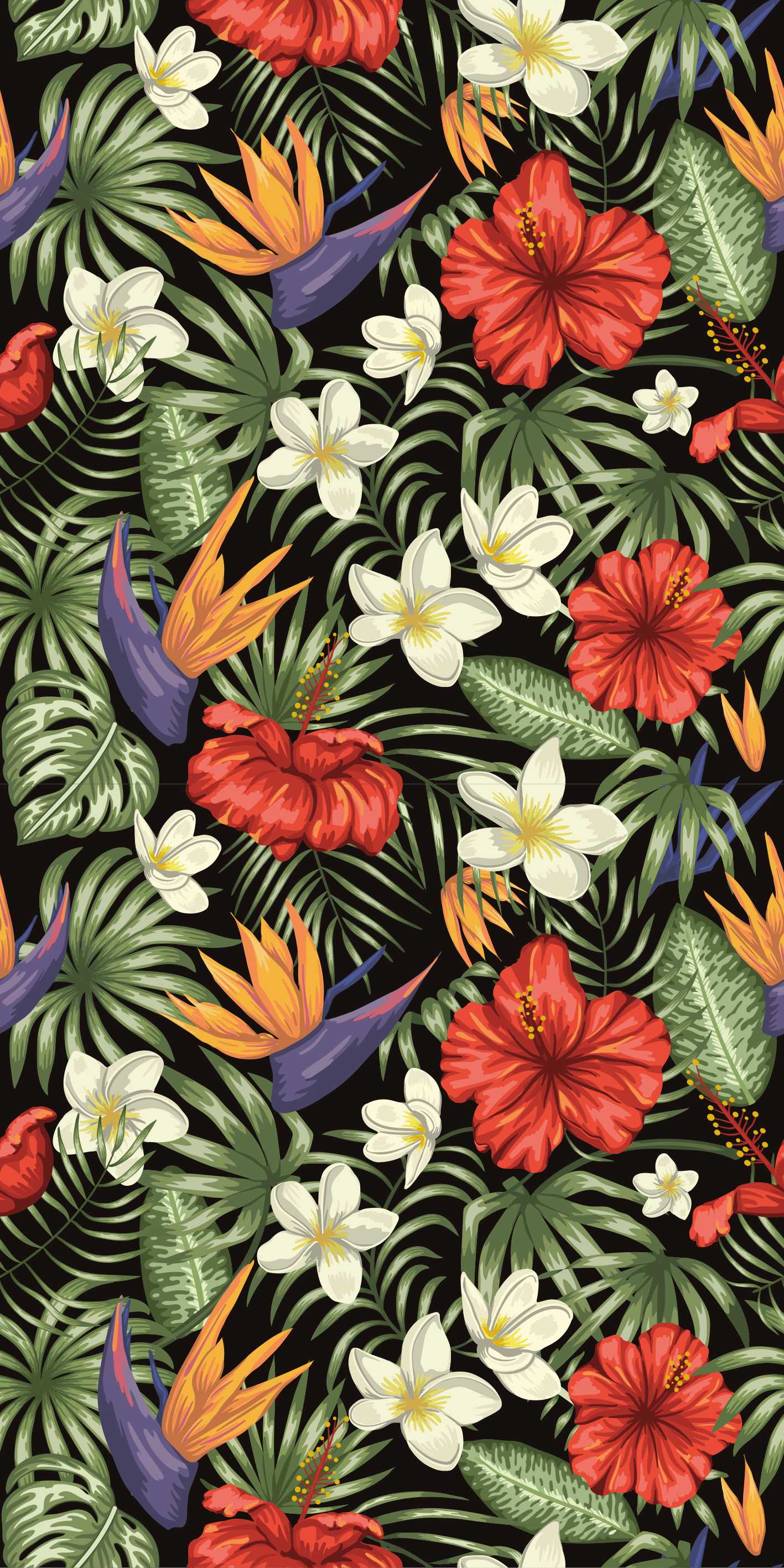 Floral vinyl rug with tropical jungle plant design - TenStickers