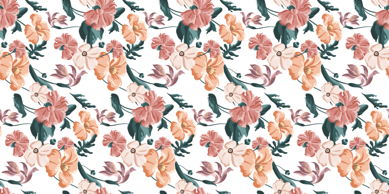 Floral vinyl rug with blooming pattern design - TenStickers