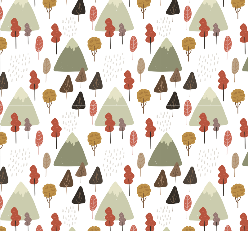 Floral vinyl rug with playful tree designs - TenStickers