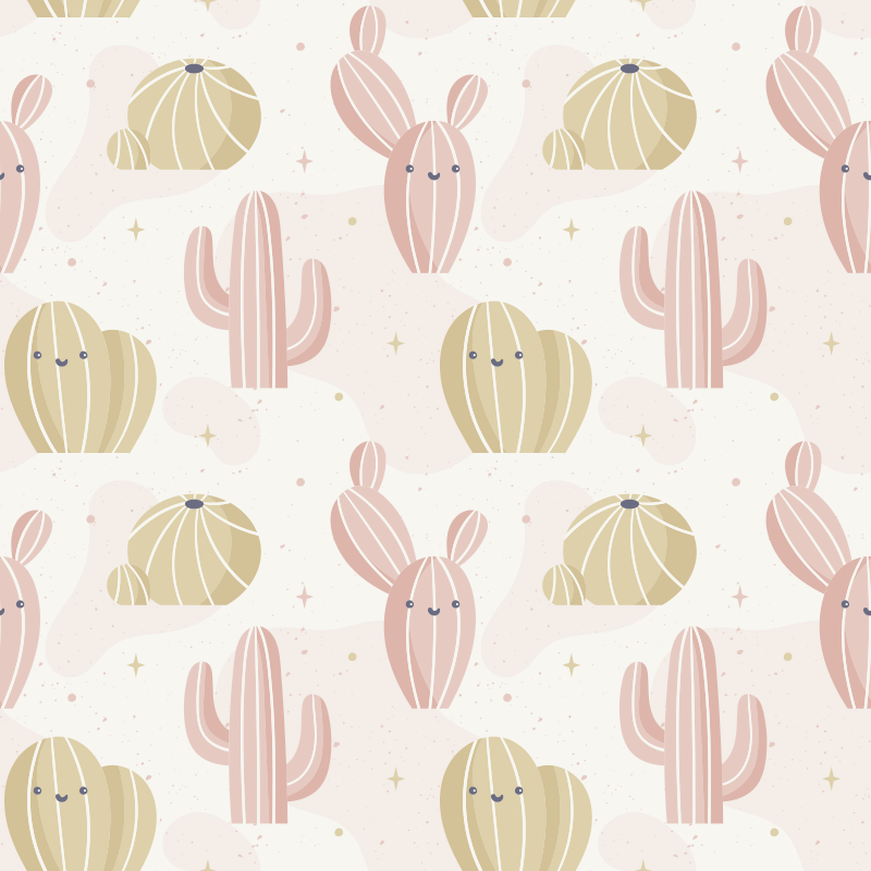 Floral vinyl rug with adorable cactus design - TenStickers