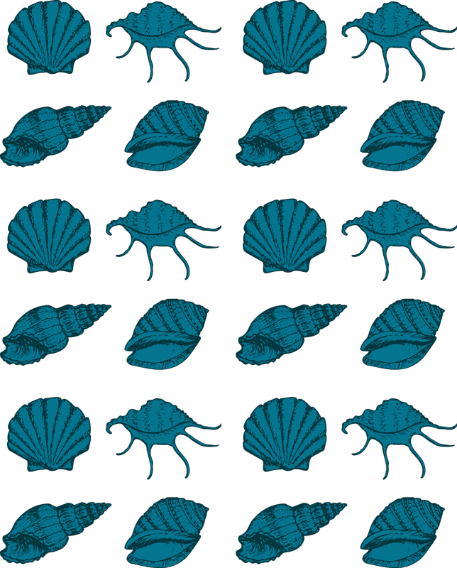 Floral vinyl rug with decorative shell designs - TenStickers