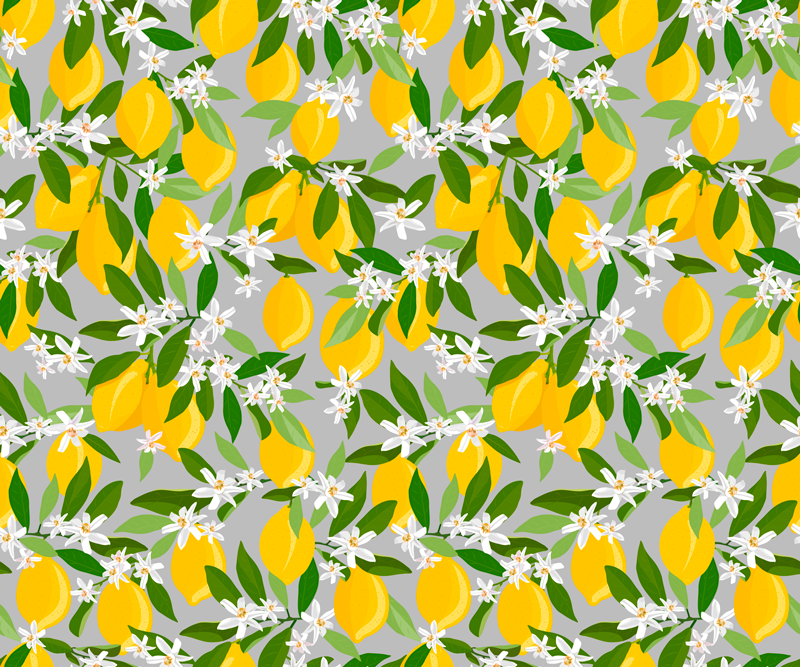 Floral vinyl rug lemon blossom design - TenStickers