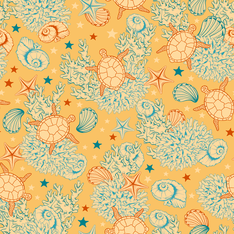 Floral vinyl rug with coral and marine life design - TenStickers