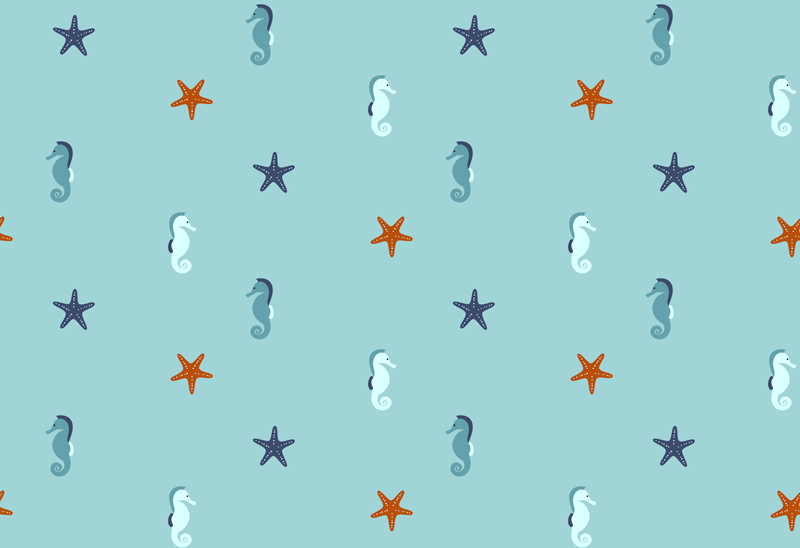 Floral vinyl rug seahorse starfish design - TenStickers