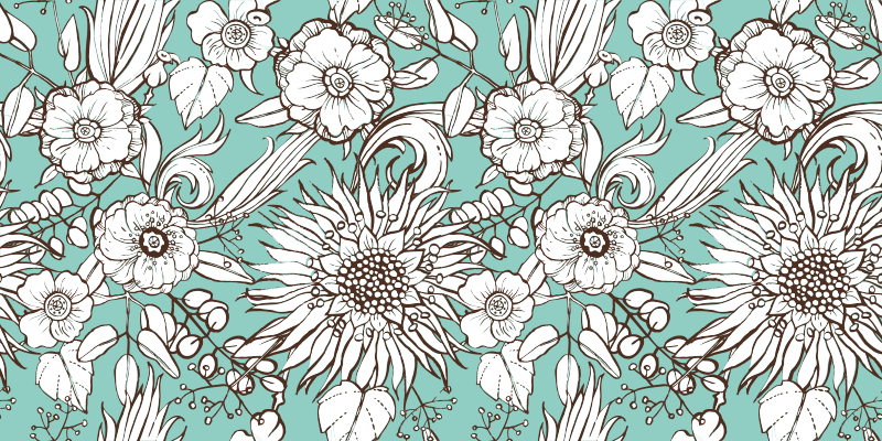 Floral motifs collection floral vinyl rug - TenStickers