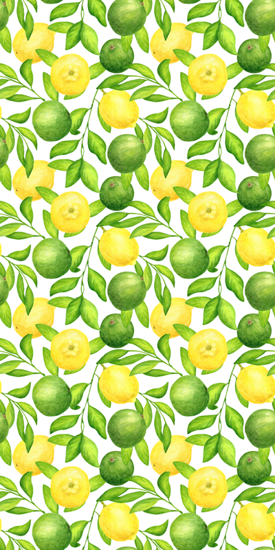 Floral vinyl rug with lemon and lime design - TenStickers