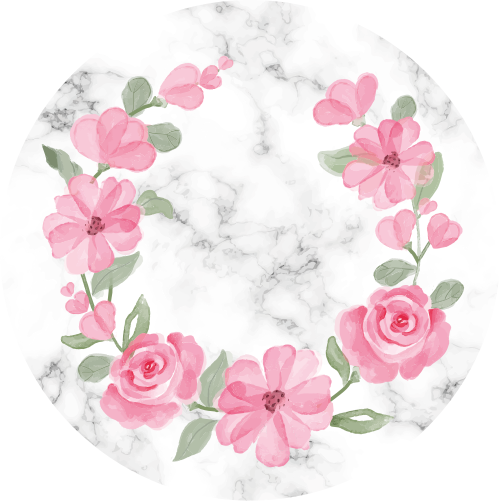 Flower rug with floral crown and marble - TenStickers