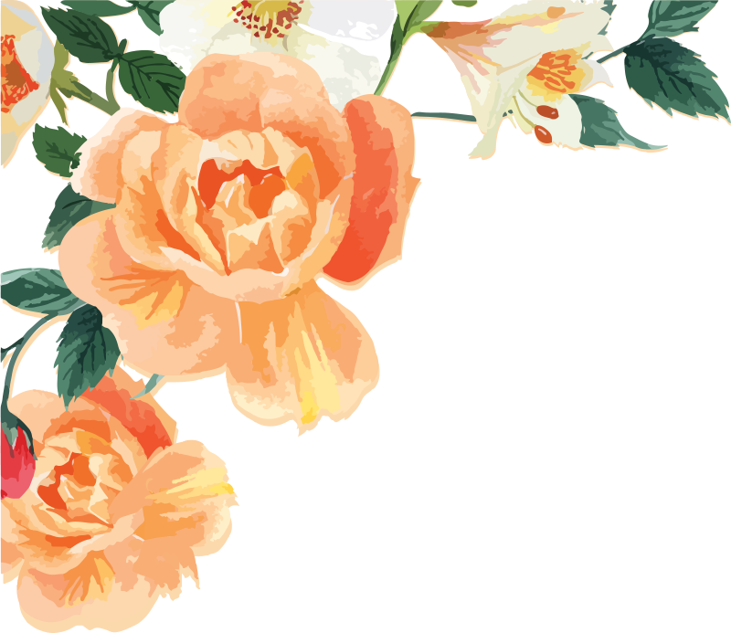 Flower rug peach rose arrangement - TenStickers