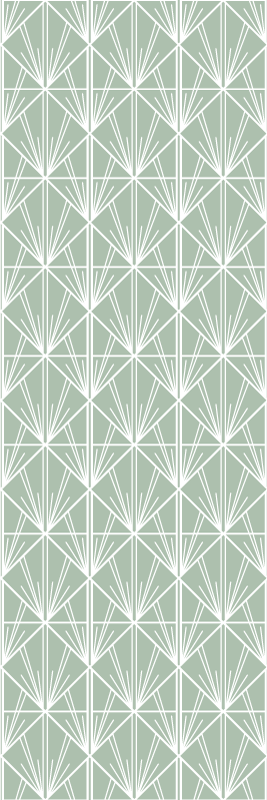 Geometric vinyl rug in modern green and white pattern - TenStickers