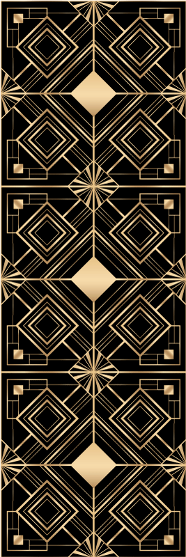 Geometric vinyl rug with modern black and gold pattern - TenStickers