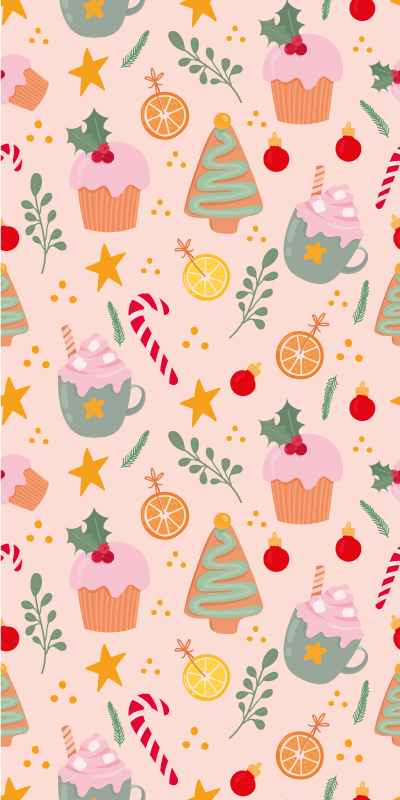 Christmas vinyl rug featuring candy canes and trees - TenStickers
