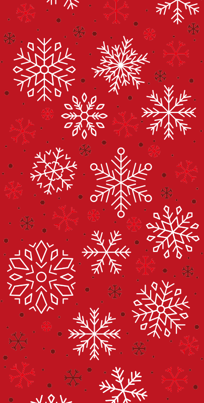 Christmas vinyl rug snowflakes on red background - TenStickers