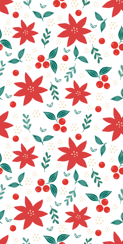 Christmas vinyl rug with festive floral design - TenStickers