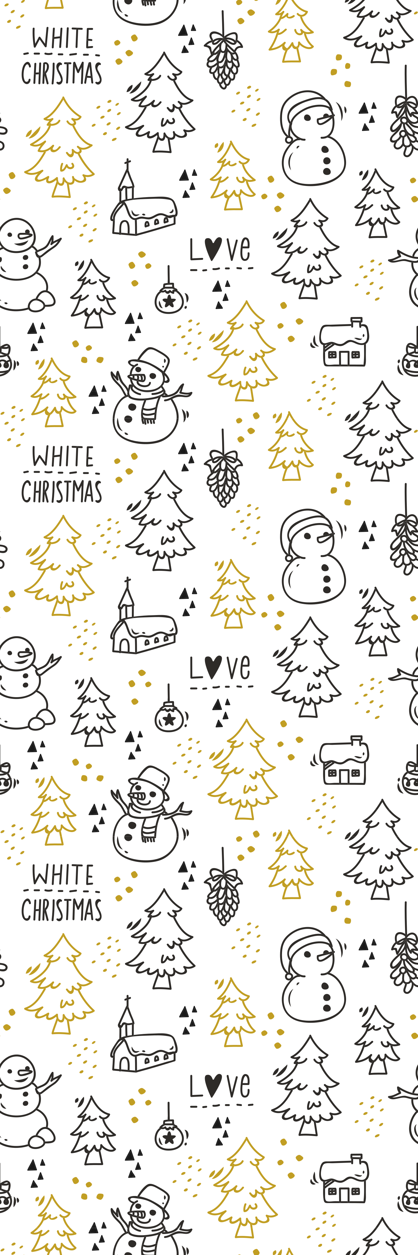 Christmas vinyl rug with black and gold doodles - TenStickers