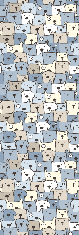 Gray dog sketches bedroom vinyl rug - TenStickers