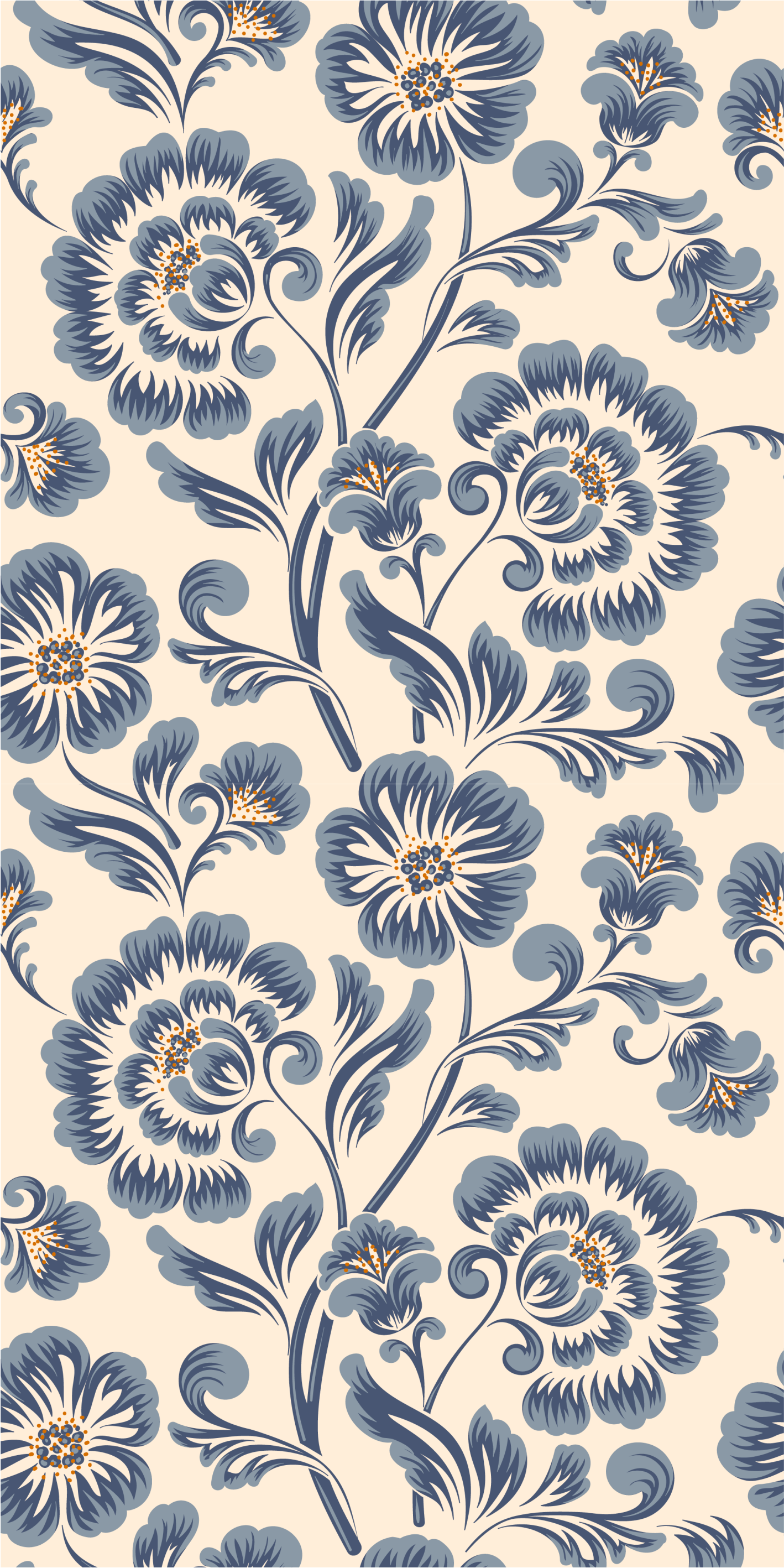 Bedroom vinyl rug in vintage floral blue style - TenStickers