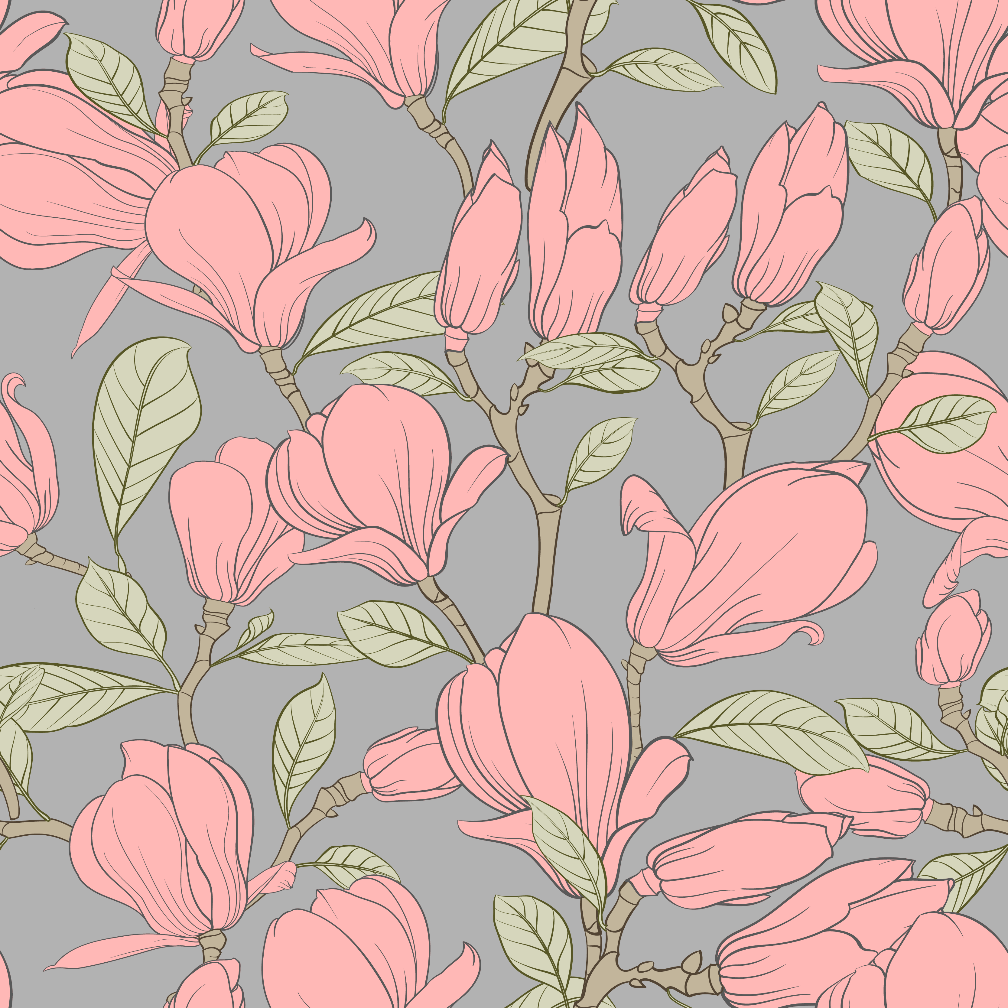 Bedroom vinyl rug with pink flowers and leaves - TenStickers
