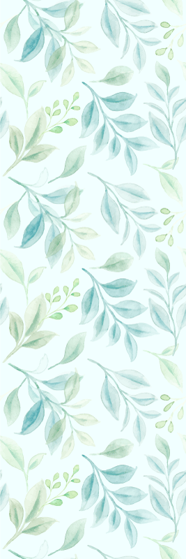 Bedroom vinyl rug with green slender leaves - TenStickers