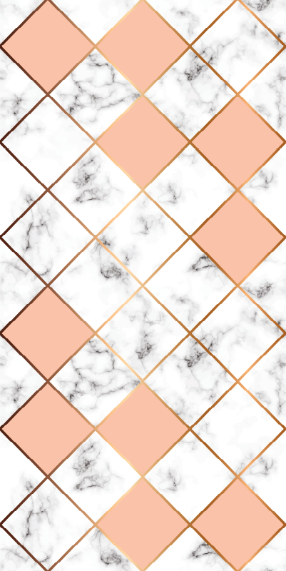 Bedroom vinyl rug with pink geometric marble pattern - TenStickers