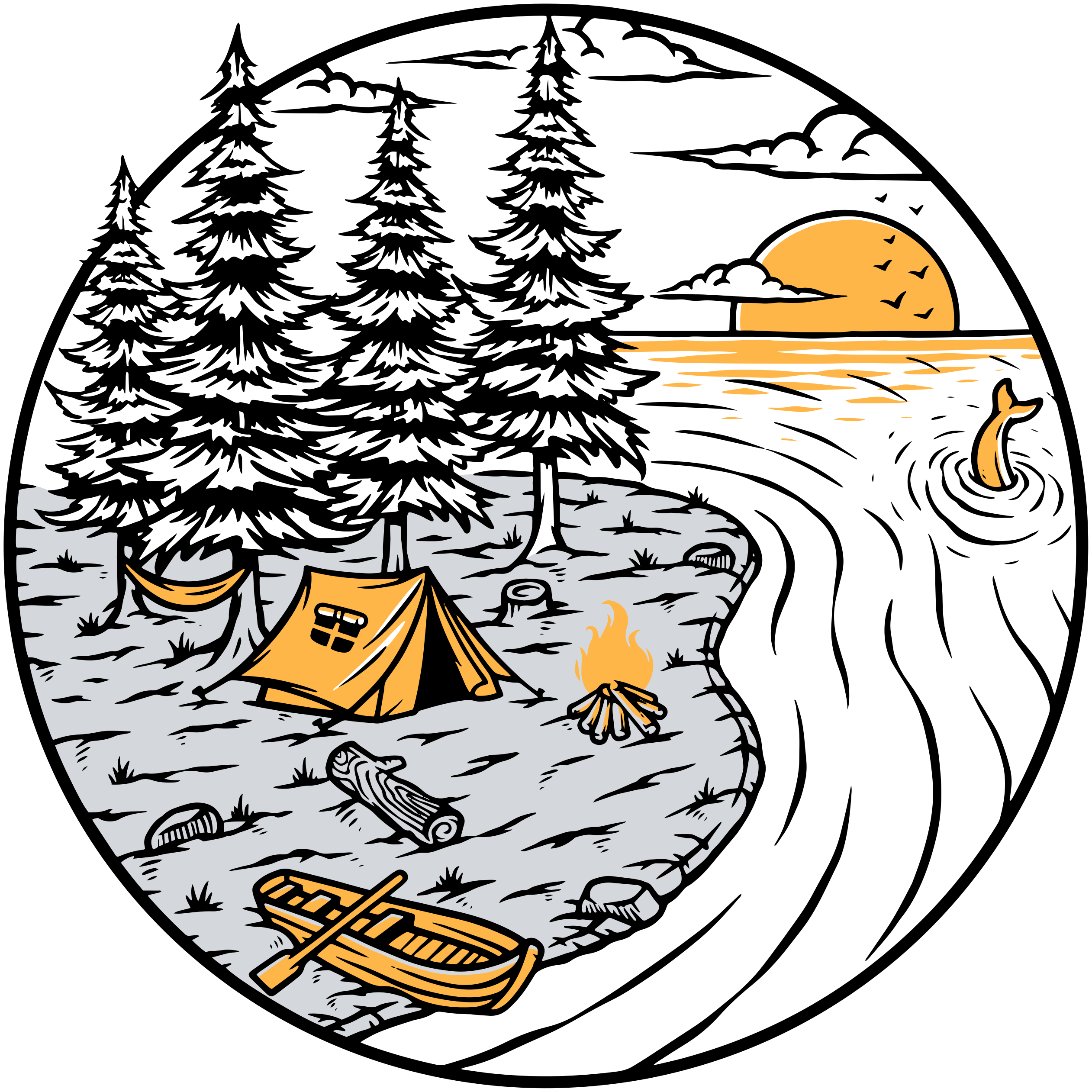Nature vinyl rug with motorhome yellow scenery - TenStickers