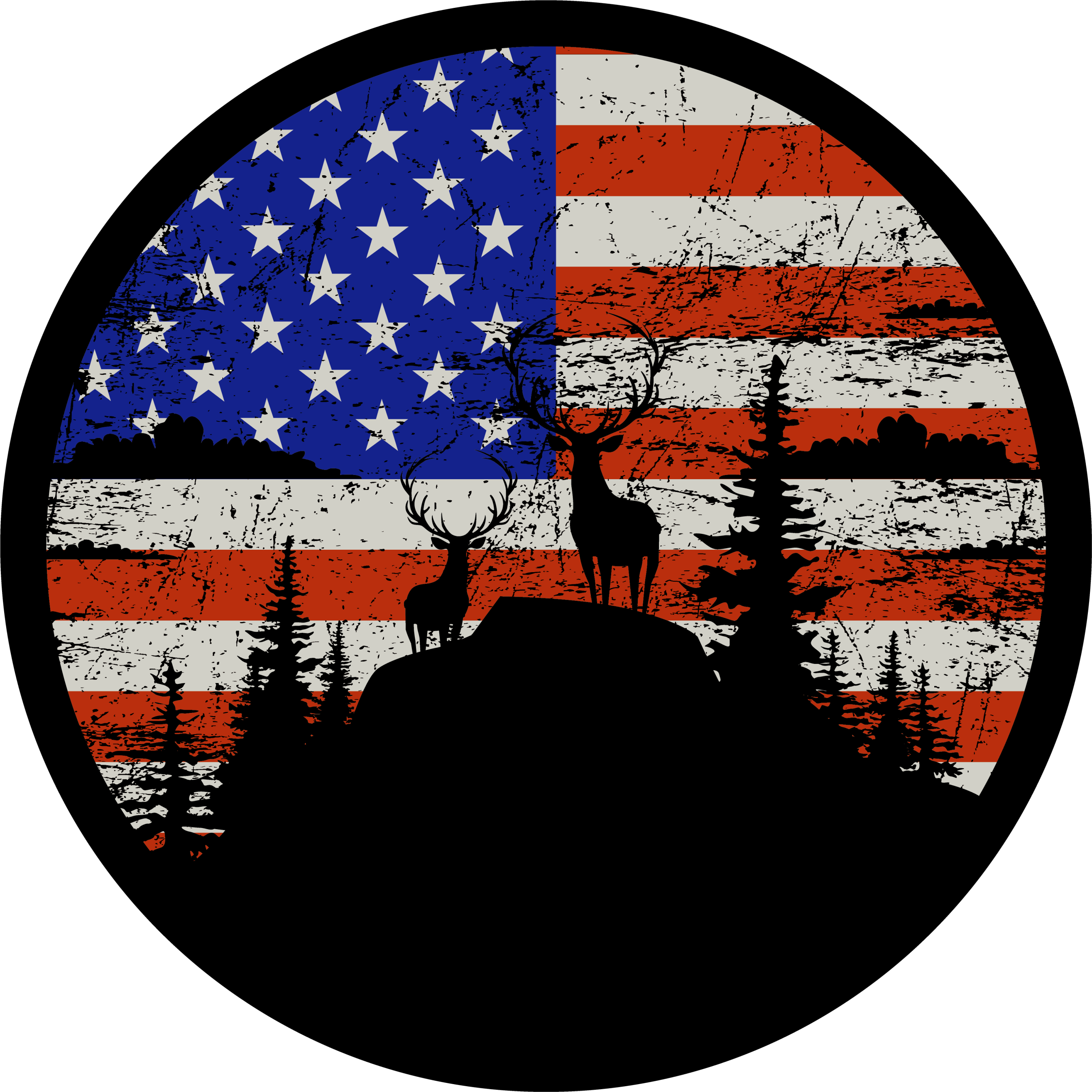 Nature vinyl rug with american flag mountain design - TenStickers