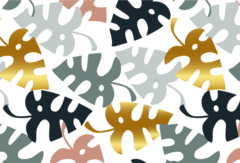 Nature vinyl rug with golden and multicolor leaves - TenStickers