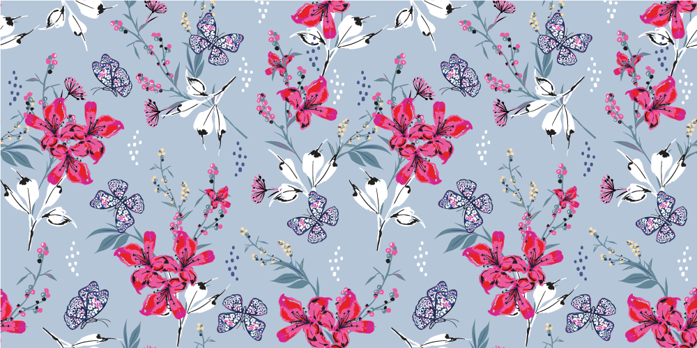 Nature vinyl rug floral butterfly design - TenStickers